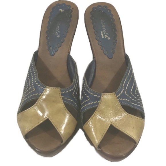 Passarela Brazil Blue and Yellow Heels - Size 8 - Picture 3 of 8